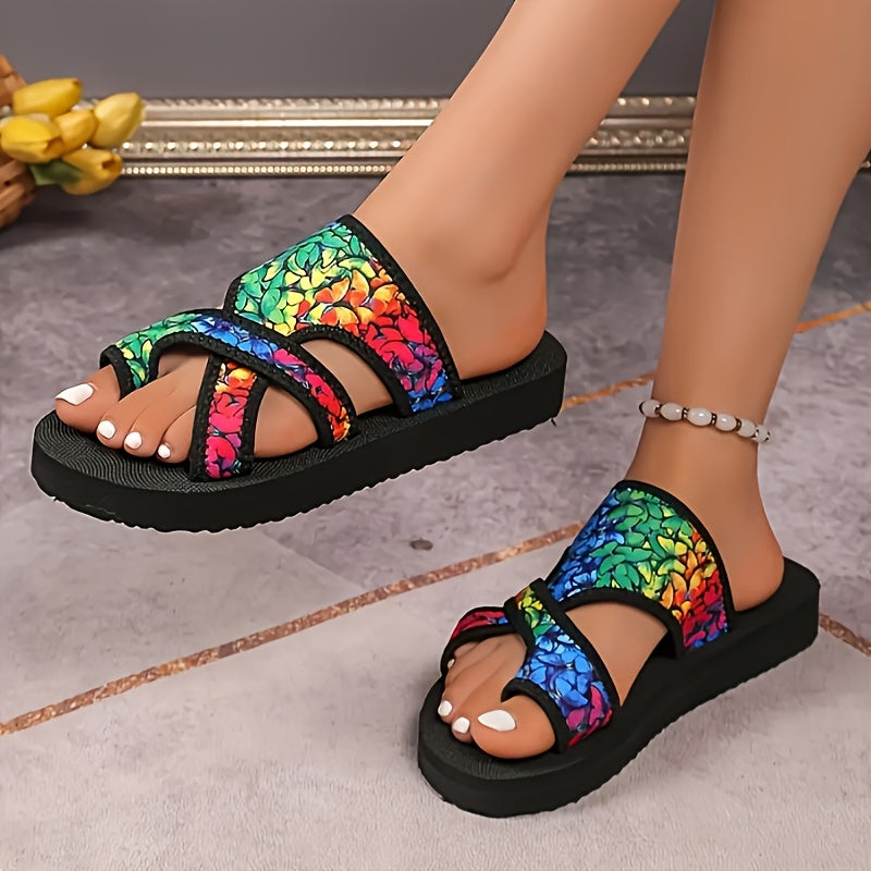 Ayollar uchun flip-floplar, qalin sole, baliq og‘zi ochiq barmoqli plyaj sandallari, qora, katta