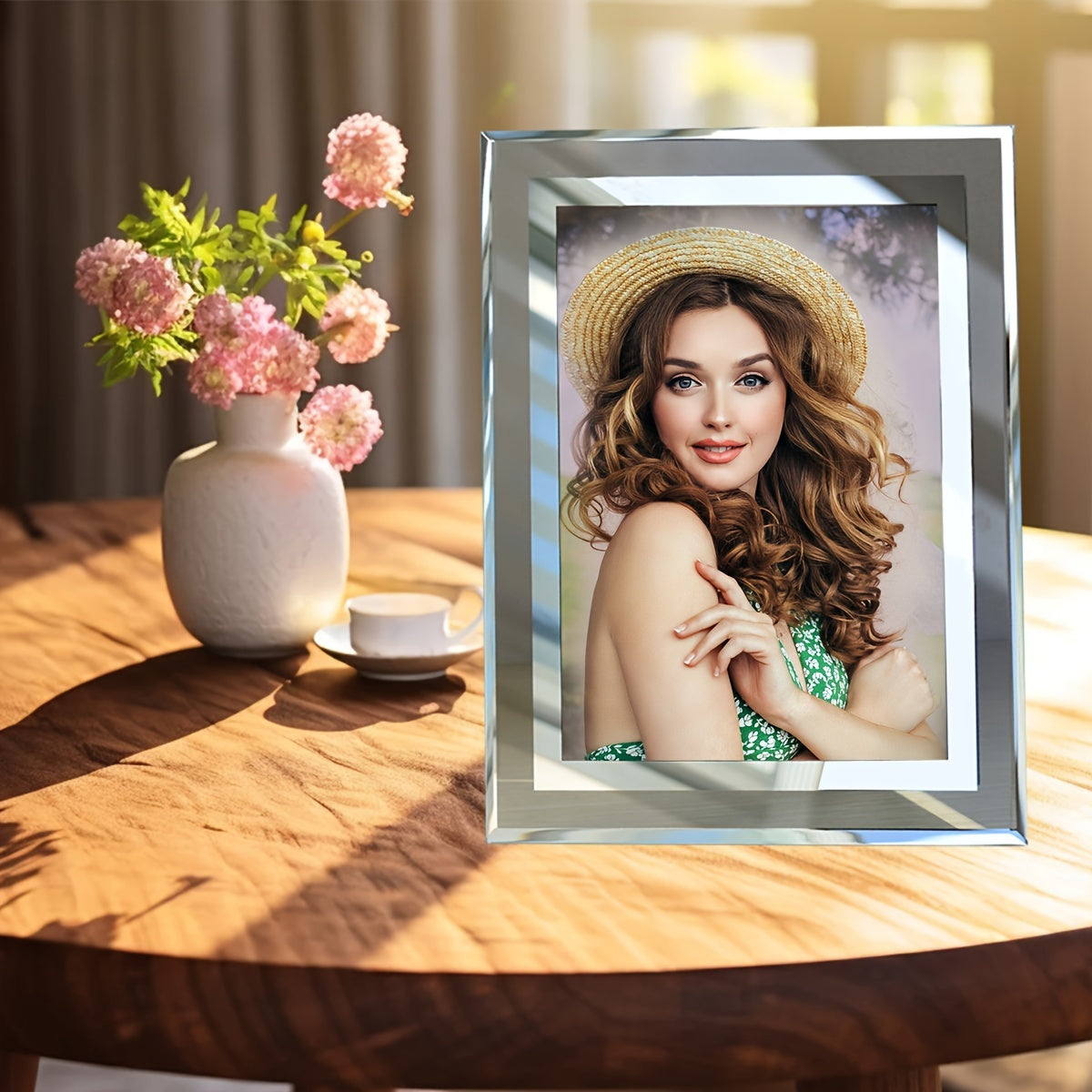 Clear Tempered Glass Photo Frame 15.24cm 17.78cm for Home Decor Wedding Birthday