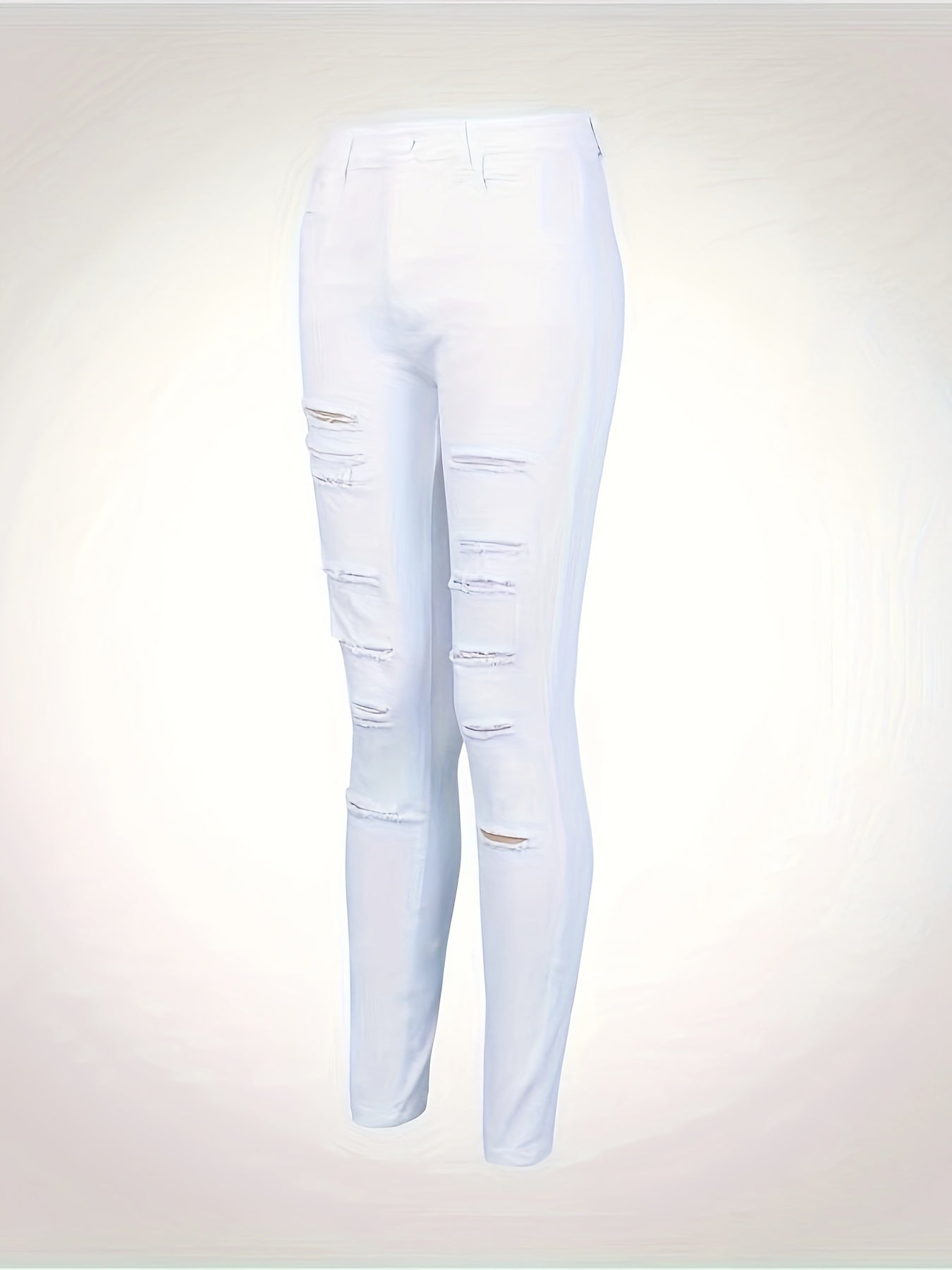 Women's Plus-Size Ripped Skinny Jeans Denim Spandex Street Style Long Length
