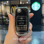 Universal TPU Car Key Cover Protector with Diamond Woven Keychain Black