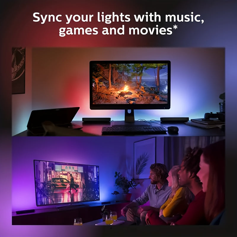 2 Pack RGB LED Strip Lights with 100 Dynamic Music Sync Modes USB Powered for TV Gaming Room Decor