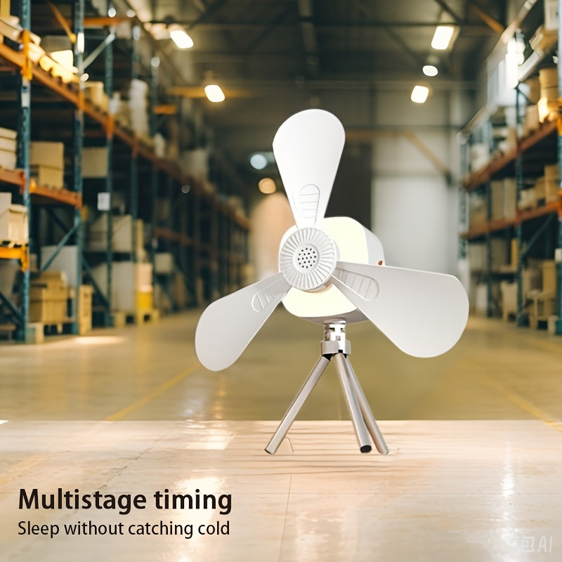 Portable Ceiling and Desk Fan with Wide-Angle Air Supply, USB, Foldable, Outdoor Tripod