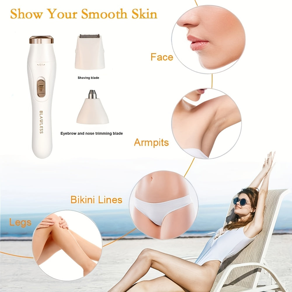 Перезаряжаемая электробритва и триммер для женщин - безболезненно удаляет волосы из подмышек, носа и тела, легко очищается и обладает долгим временем работы от батареи. Идеальный подарок.