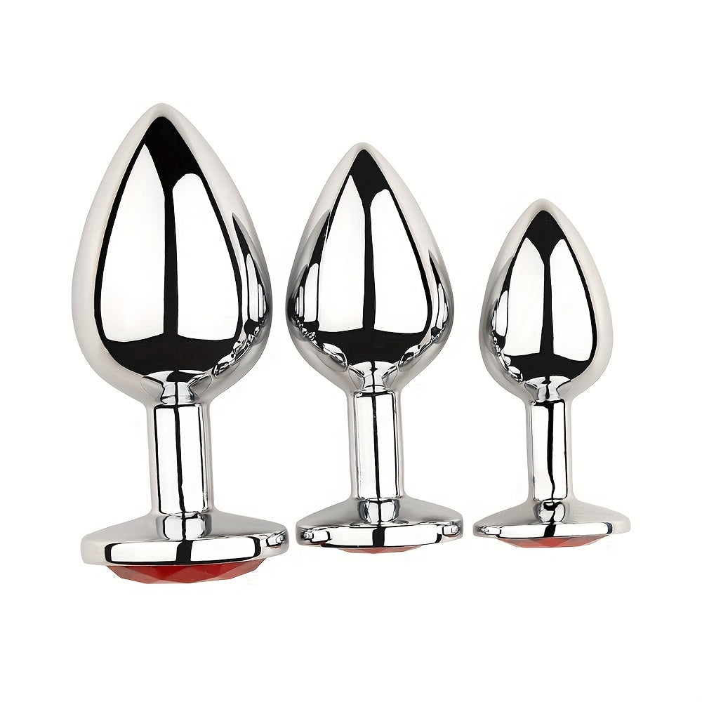 Adult Metal Anal Plug Butt Plug with Gem Base, Couples Sex Toy