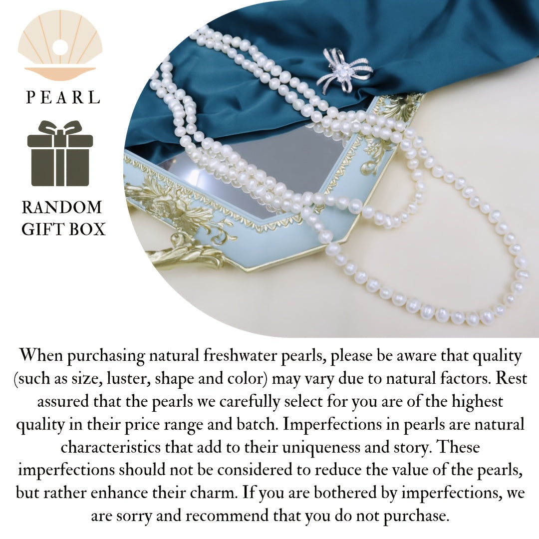 Women’s Freshwater Pearl Necklace Elegant Classic Jewelry Gift Box