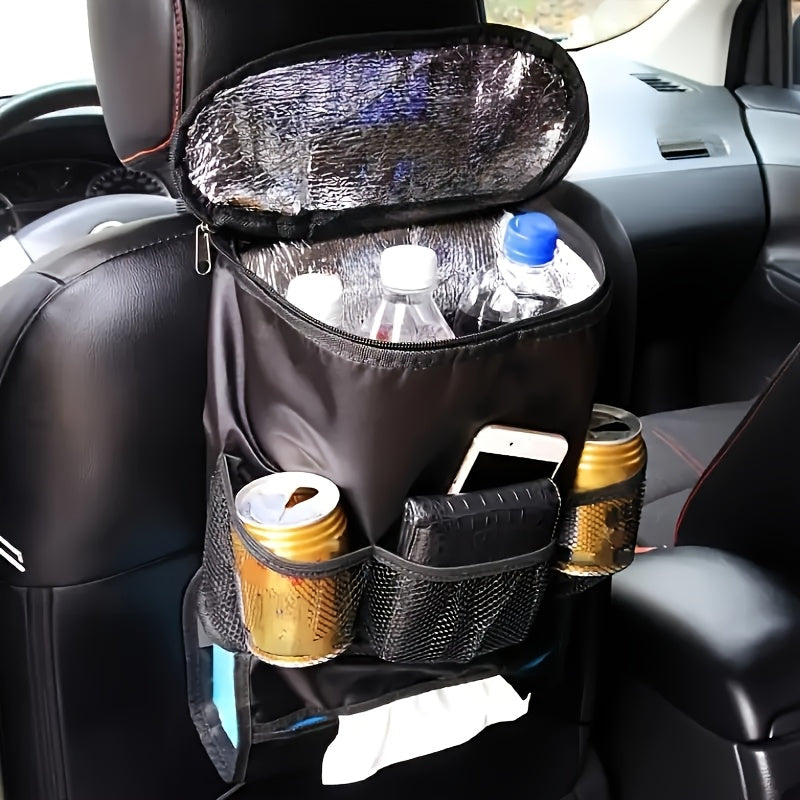 Almohadilla calefactable para respaldo de asiento de coche, bolsa de almacenamiento impermeable, negra, colgante