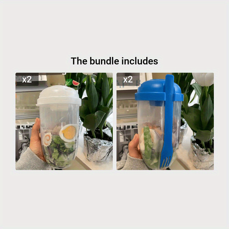 Salad Container 1000ml Portable Fruit Vegetable Milk Cup with Shaker Lid