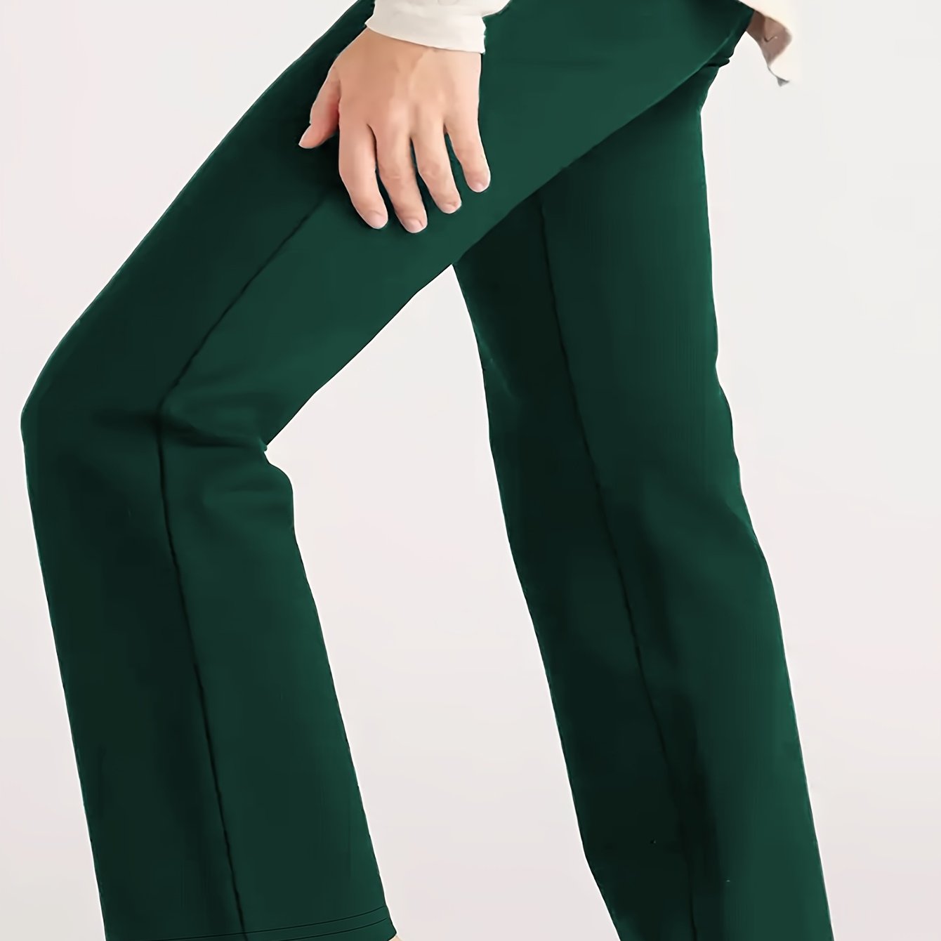 Plus Size Elastic Straight Leg Pants Womens Plus Size Cotton Casual Trousers