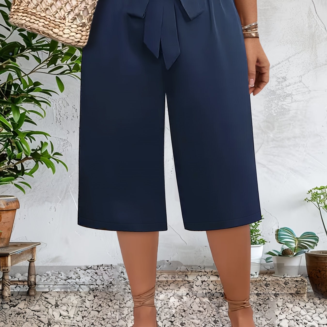 Брюки женские большого размера с широкими штанинами, летние, легкие, из полиэстера и спандекса, повседневные и официальные