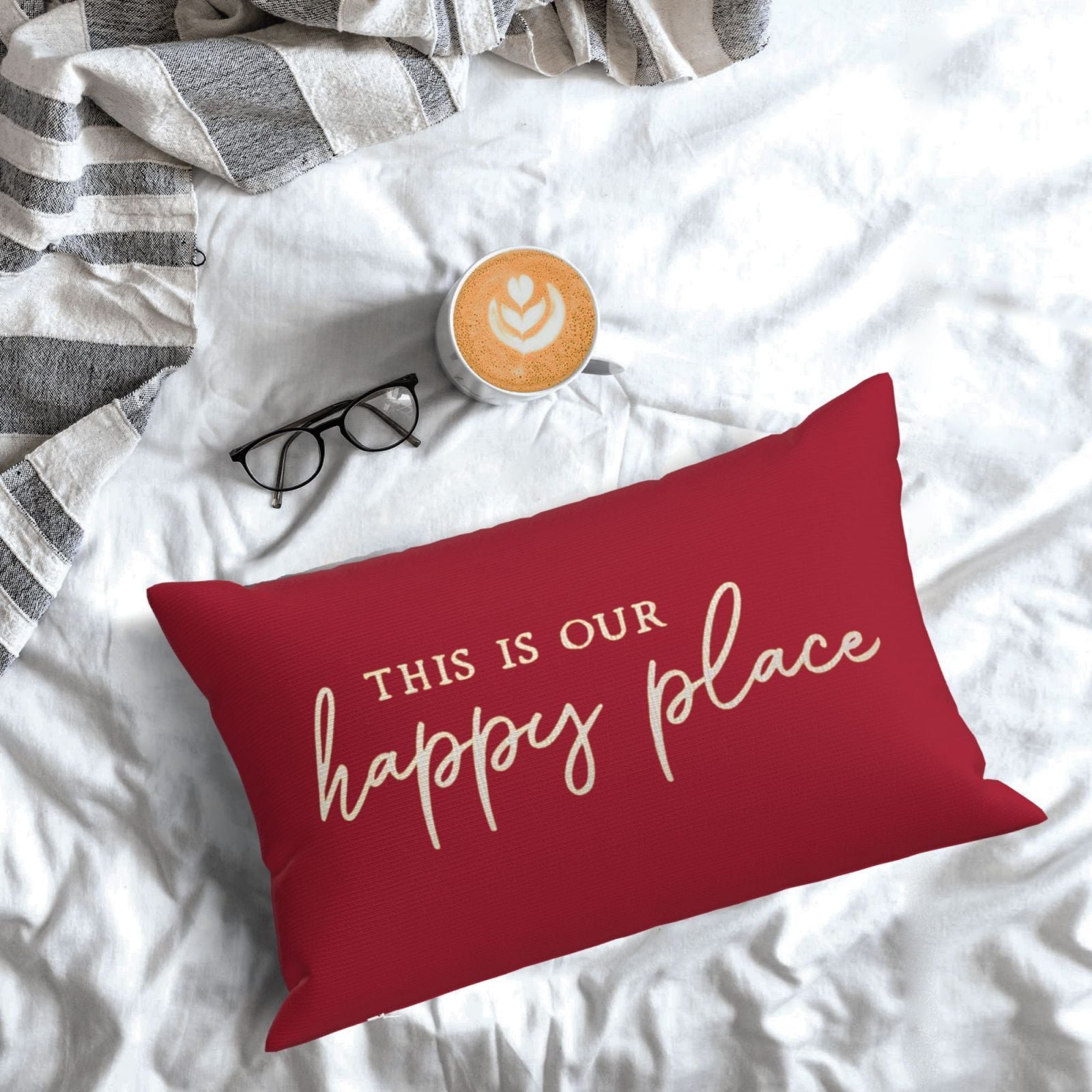 Red Christmas Decorative Pillow Covers Set 50x30cm Polyester Sofa Cushion Cases