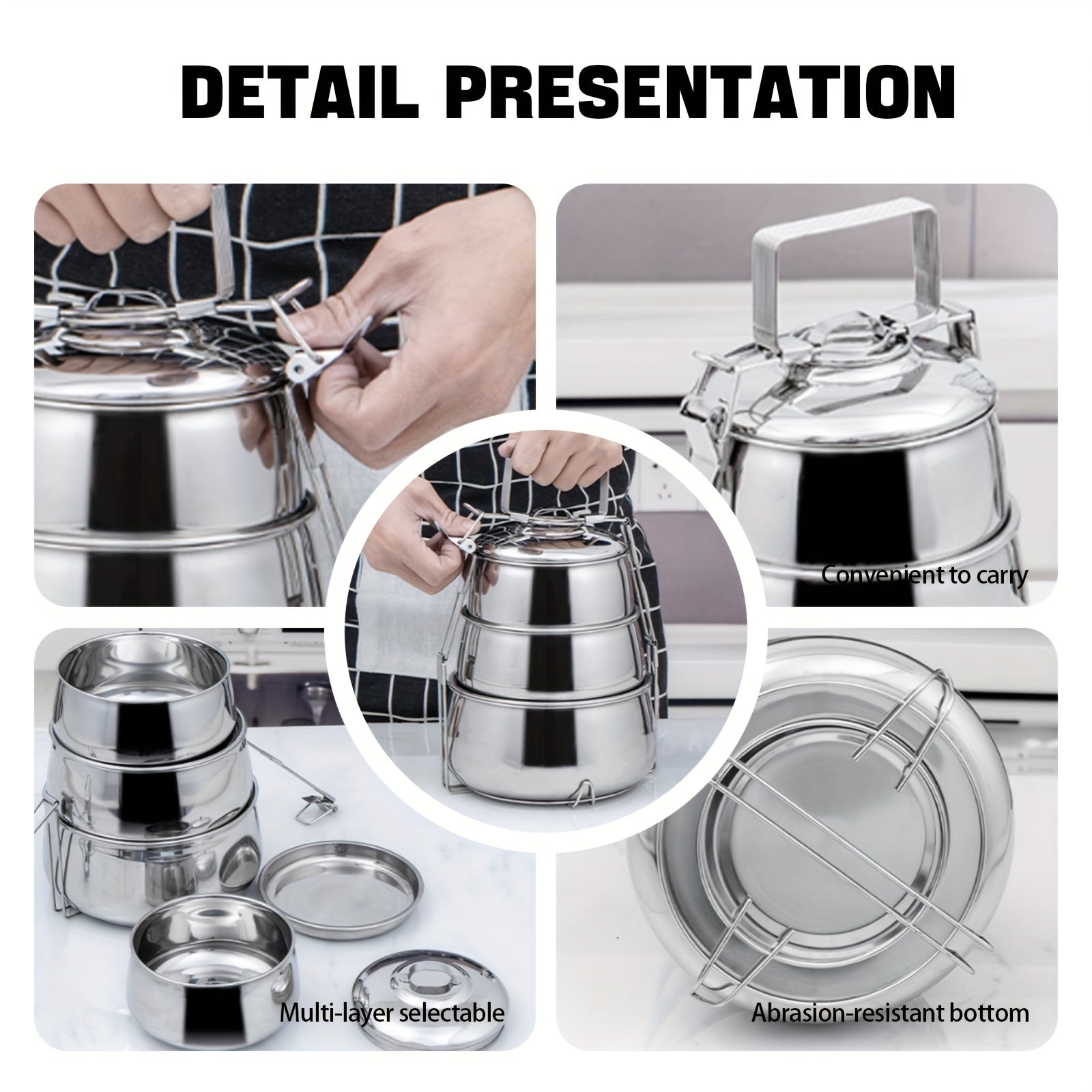 Multi-functional steamer with stainless steel food grid, doubles as lunch box and storage for on-the-go meals