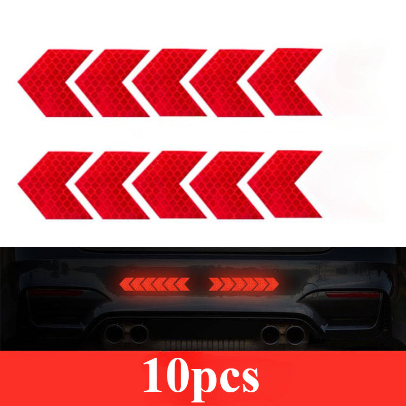 10 шт. светоотражающих стрелок-наклеек PET, высоковидимых защитных наклеек для транспортных средств