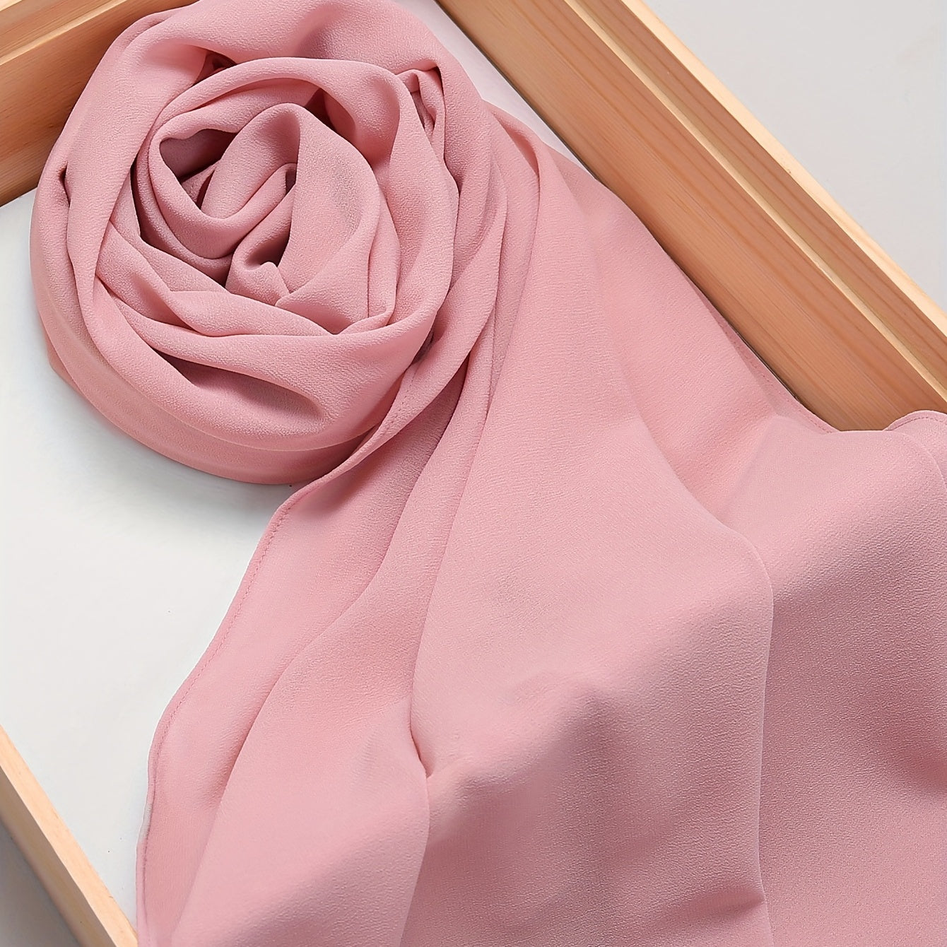 Woven Polyester Chiffon Hijab Scarf Solid Color Lightweight Muslim Head Cover for Casual Ramadan