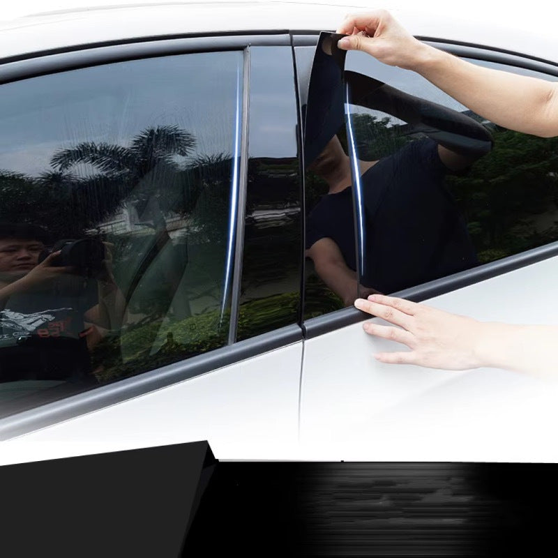 6 Pack Gloss Black Door Window Pillar Post Cover Decals for Sedan