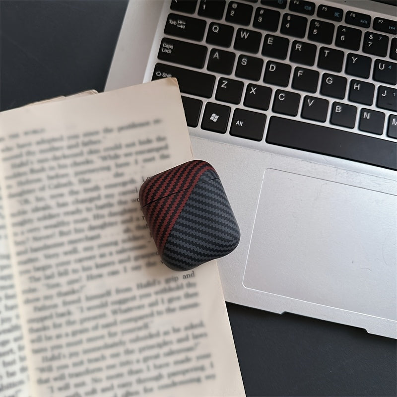 Carbon Fiber Color Striped AirPods Pro Case for Apple Headphones Red Grey