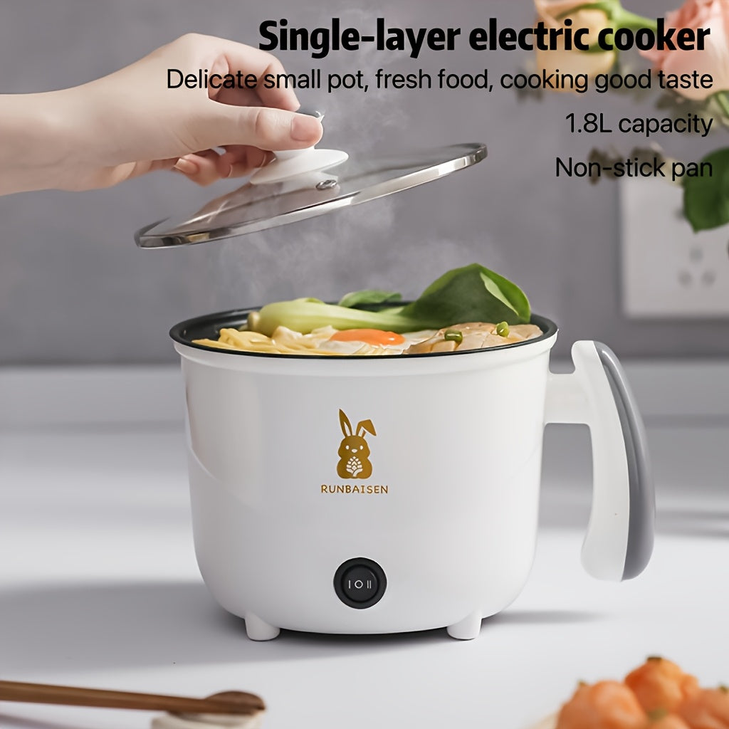 Olla eléctrica europea compacta para 1-2 personas para ramen, huevos, pasta, dumplings, sopa, gachas, avena