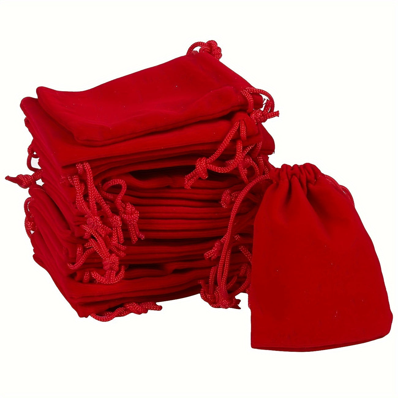 50pcs Red Velvet Drawstring Bags for Wedding Favors Party Gifts Nylon Durable 6.99x8.99cm 8.99x11.99cm