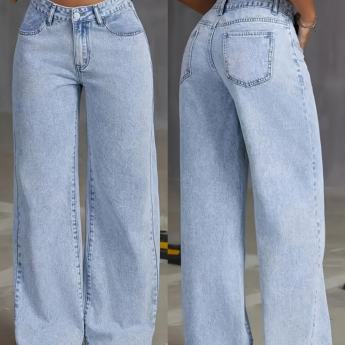 Women's Slim Straight Jeans Snowflake Wash High Stretch All-Season Denim