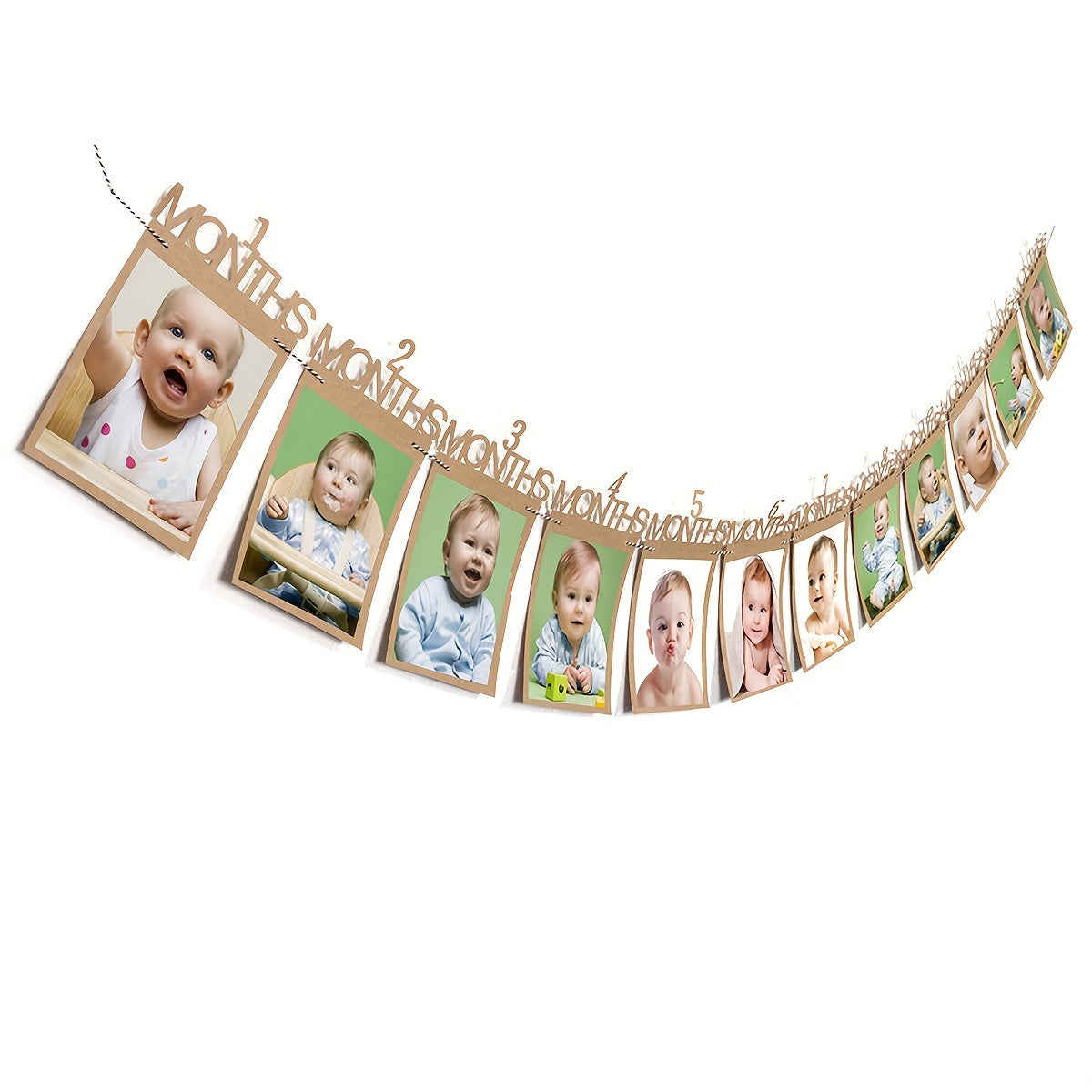 Baby Memory Album with Photo Banner and 12 Month Milestone Garland for Newborns and Toddlers