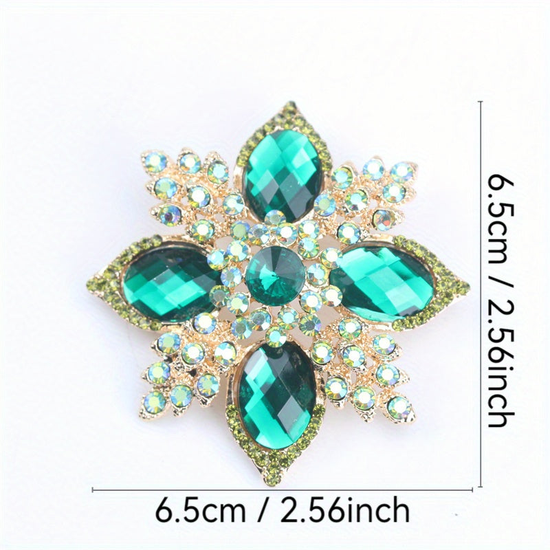 Elegant Flower Brooch Pin Enamel Rhinestones Gift for Her