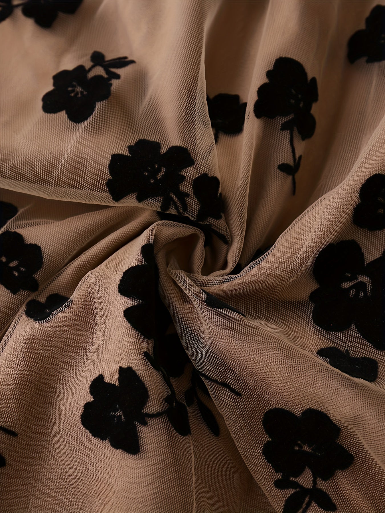 Women's Tulle Skirt with Embroidered Floral Print Regular Length A-Line Casual Style