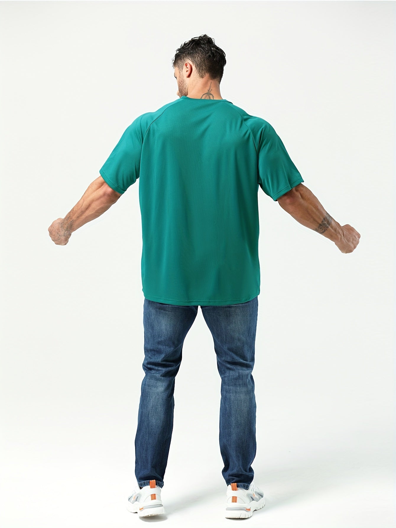 Men's 3-Pack Crew Neck T-Shirts Breathable Polyester Loose Fit for Running Workout Summer Gym Plus Size