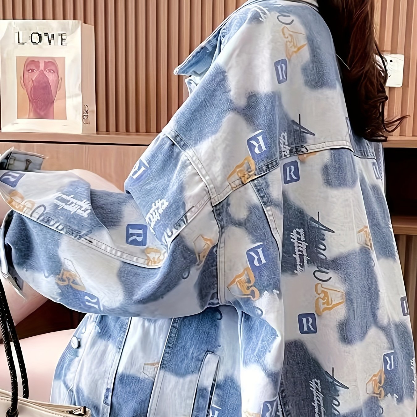 Women's Denim Print Jacket Streetwear Casual Outerwear