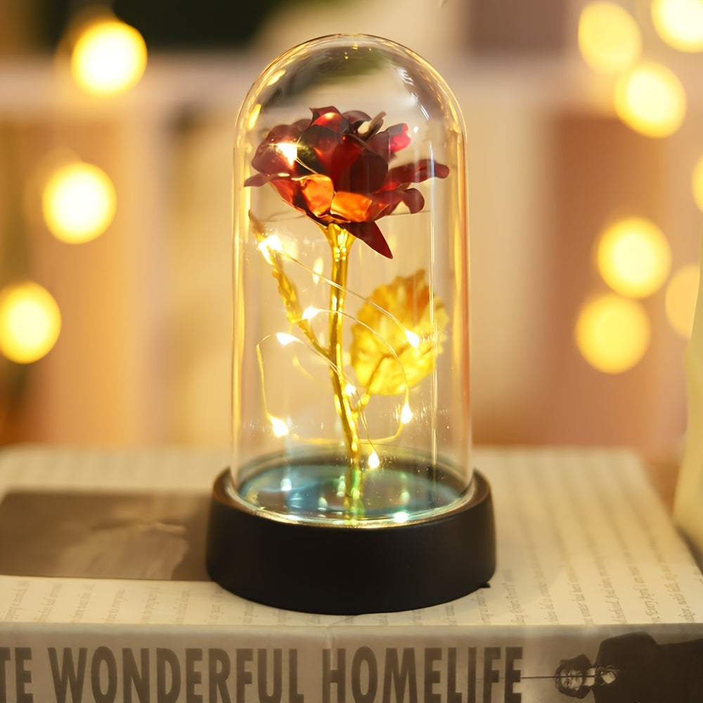 Golden Foil Rose Night Lamp Decorative Gift for Special Occasions