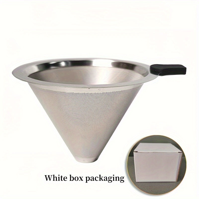 Single Cup Stainless Steel Pour Over Coffee Filter Double Mesh Cone Strainer