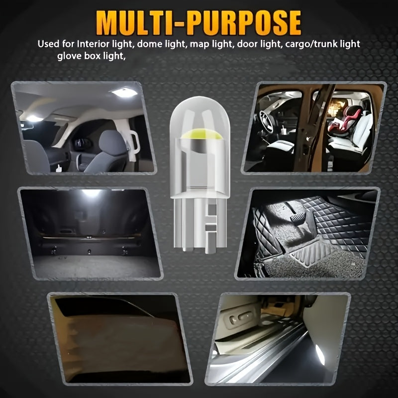 10 Pcs 2023 W5W T10 LED Car Interior Bulbs 12V Acrylic 6000K Multi-Color