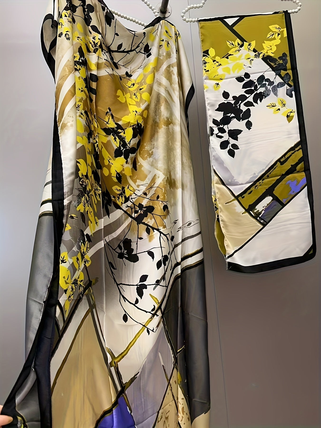 Women's Floral Maxi Dress Batwing Sleeves Boat Neck Loose Fit Summer Beachwear