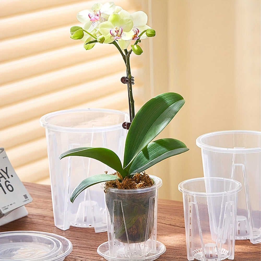 Clear Plastic Orchid Pots with Drainage Holes Pack of 5 for Indoor Outdoor Plants
