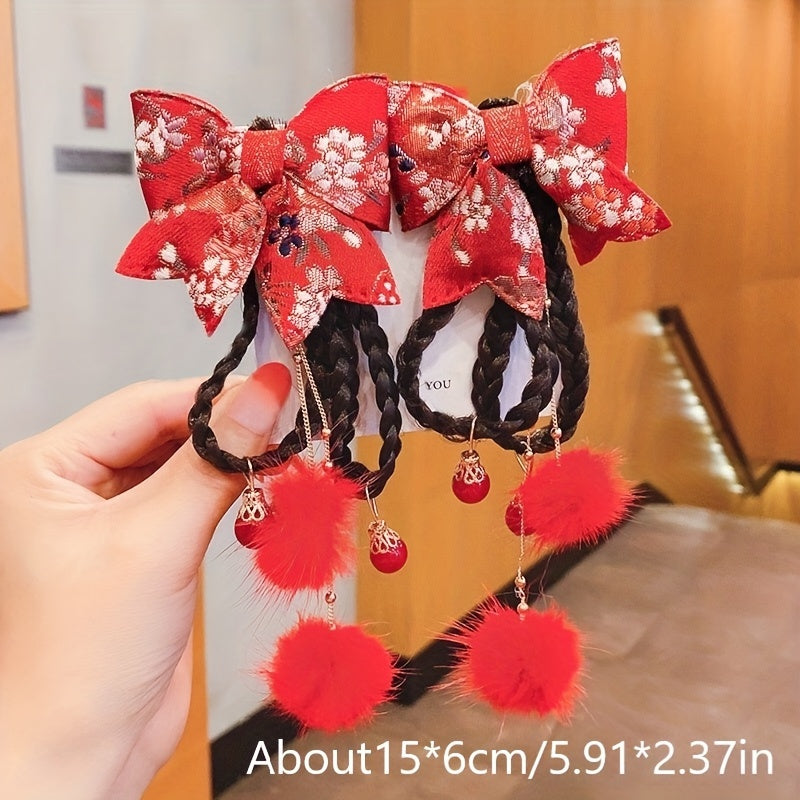 Vintage Hanfu Soch Tokchalari 2-Dona To'plami - An'anaviy Xitoy Yili Bosh Oyoq Aksessuarlar Bayram Tadbirlariga