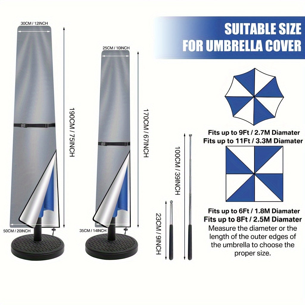 Durable Polyester Umbrella Cover Fits 228.6-396.24 cm Cantilever Offset Umbrellas Multiple Sizes and Colors