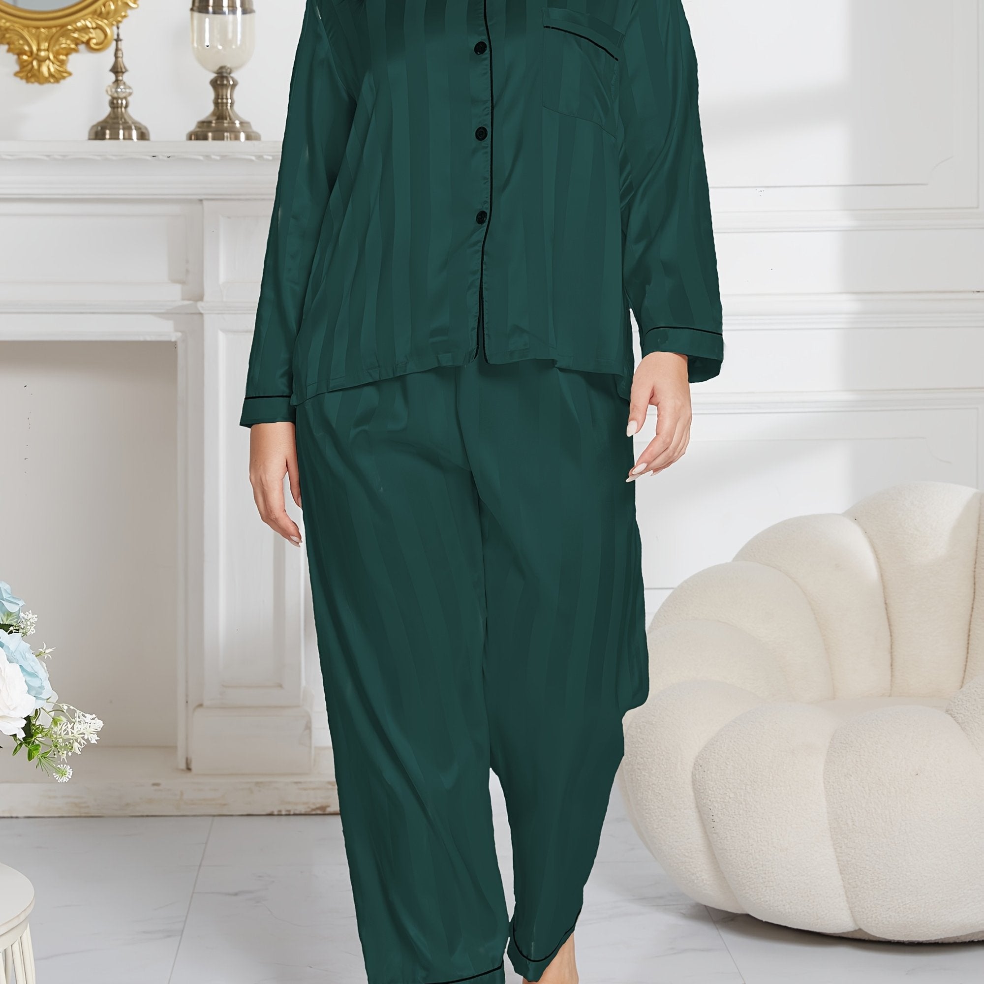 Women Long Sleeve Cotton Pajama Cardigan Set in Multiple Colors