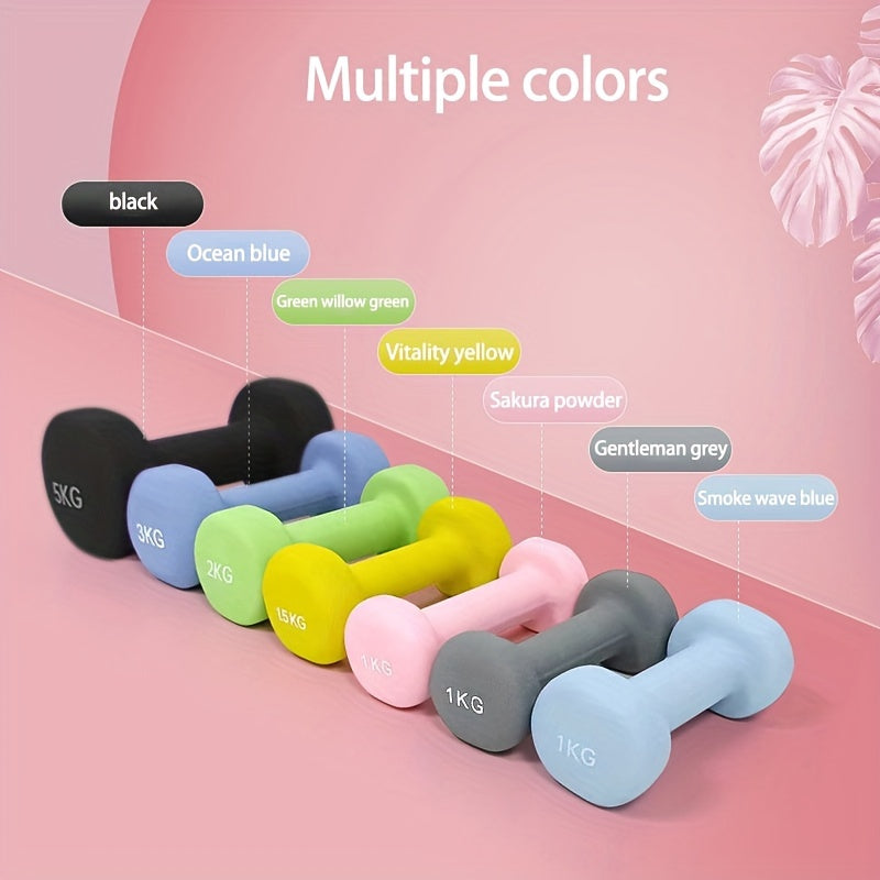Uy uchun sport zali uchun 2kg qumtaxta temir dumbbell, pushti, ko'k, qora, fitnes uskunalari