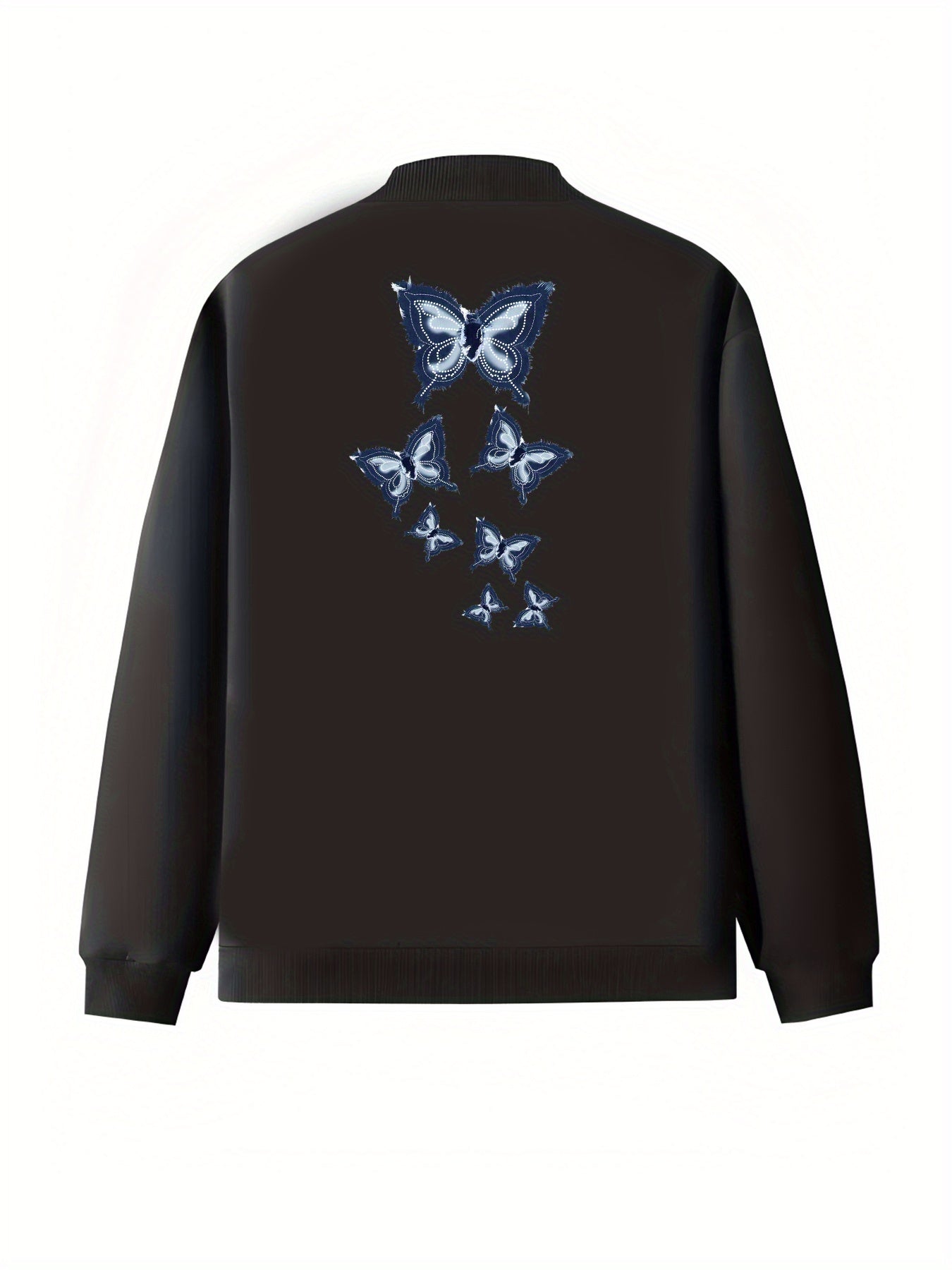 Women's Plus Size Casual Black Zip-Up Bomber Jacket with Pockets