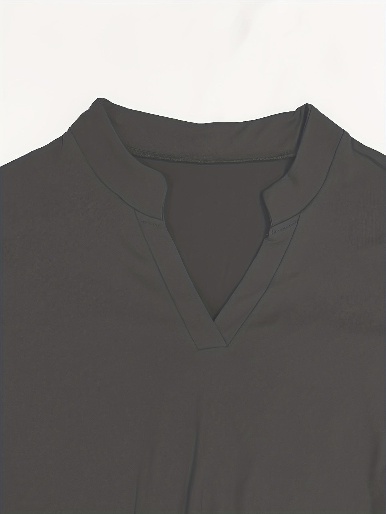 Plus o'lcham ayollar uchun to'liq rangli roll-up ko'ylakli T-shirt, kundalik notched bo'yinli top