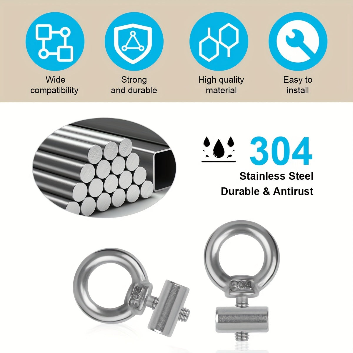 Stainless Steel Awning Rail Stoppers Set for RV Campervan Caravan Motorhome