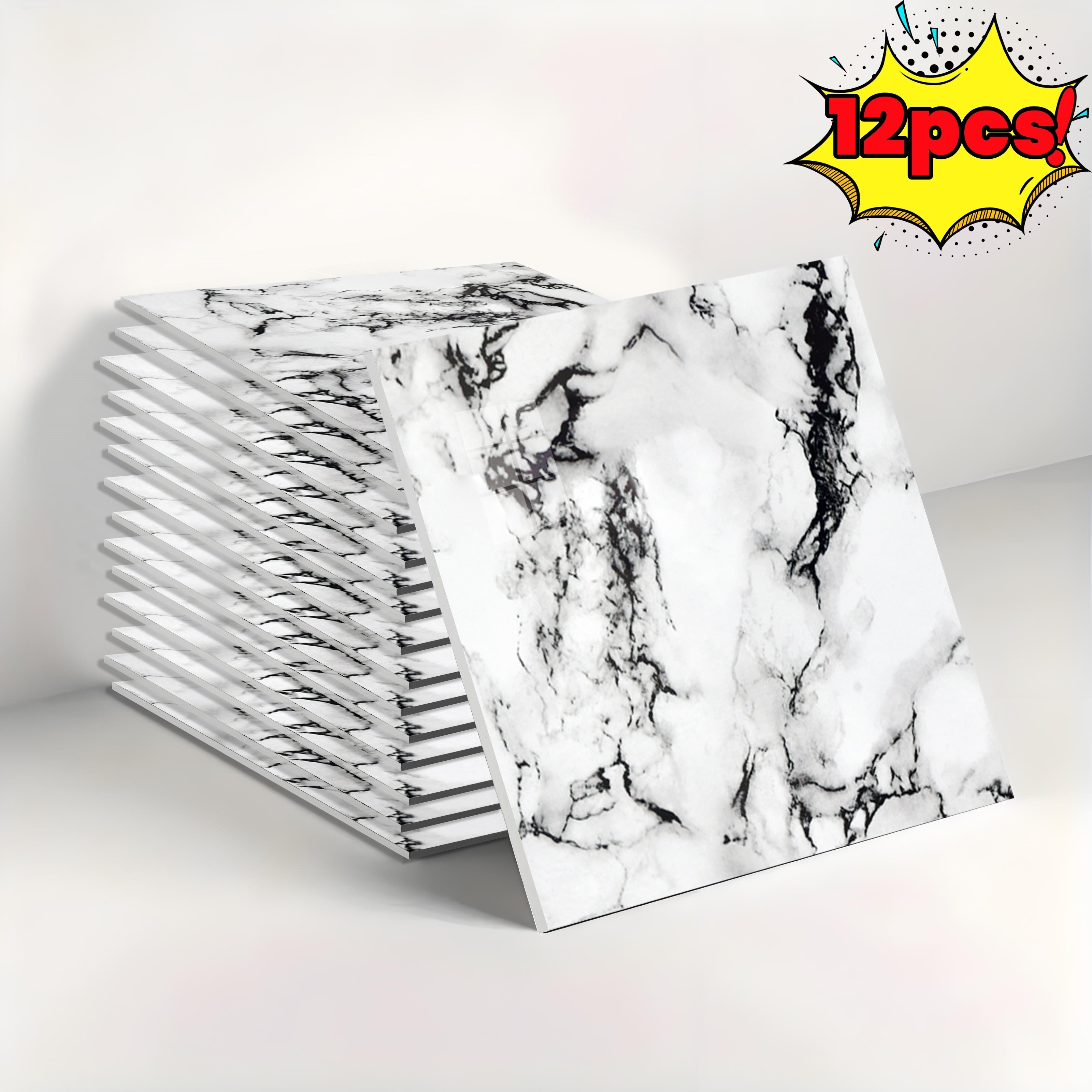 Vintage Marble Self-Adhesive Wall Tiles Waterproof Peel and Stick Backsplash for Bathroom Kitchen Living Room