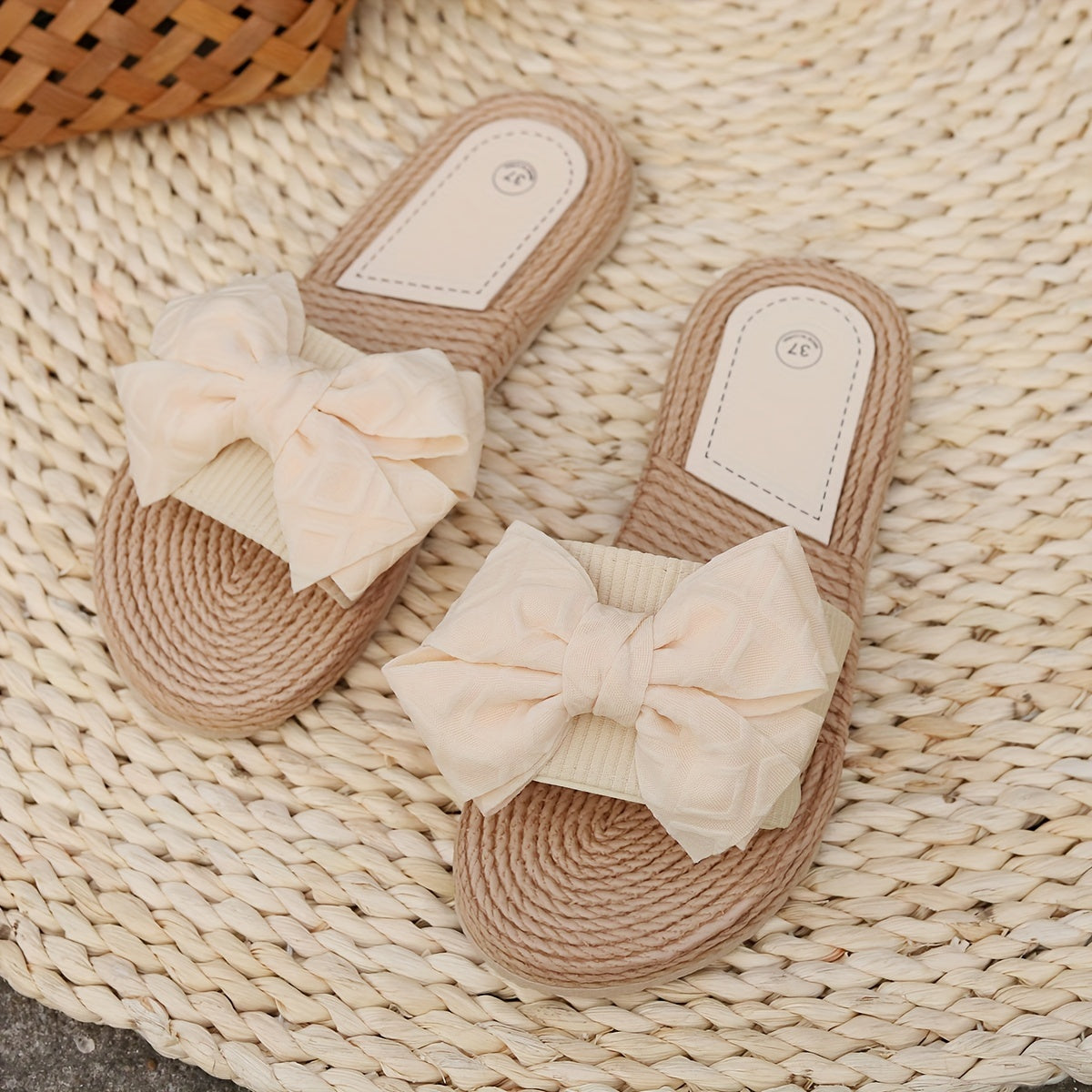Women's Bowknot Decor Slide Sandals Casual Flat Summer Footwear Open Toe