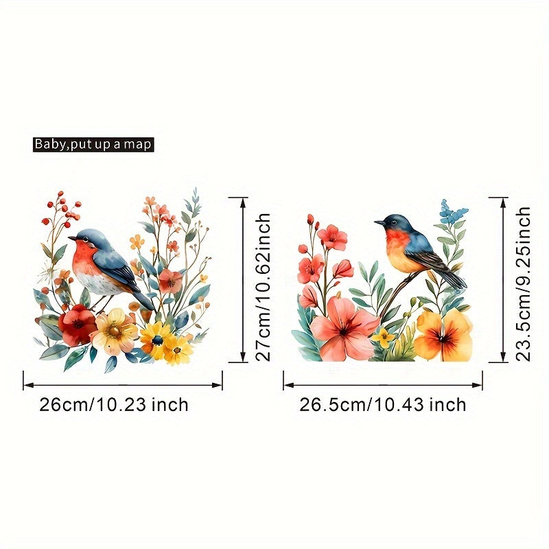 Calcomanías decorativas para tapa de inodoro, pájaro, floral, cristales, impermeables, autoadhesivas