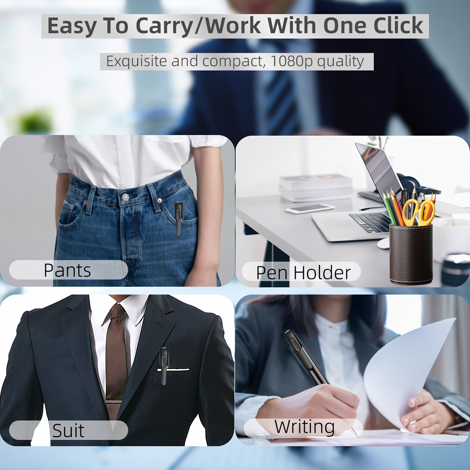 1080P HD Mini Nanny Camera Pen with 64GB Rechargeable Lithium Battery Indoor Surveillance