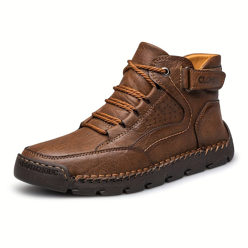 Men's Casual Ankle Boots Leather Rubber Sole Lace-Up All-Season Outdoor Streetwear