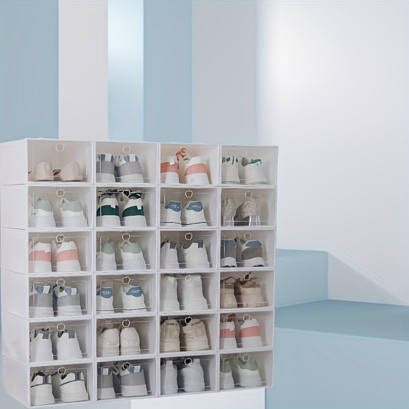 12-Pack Clear Plastic Shoe Storage Boxes with Flip-Top Lid for Closet Organization