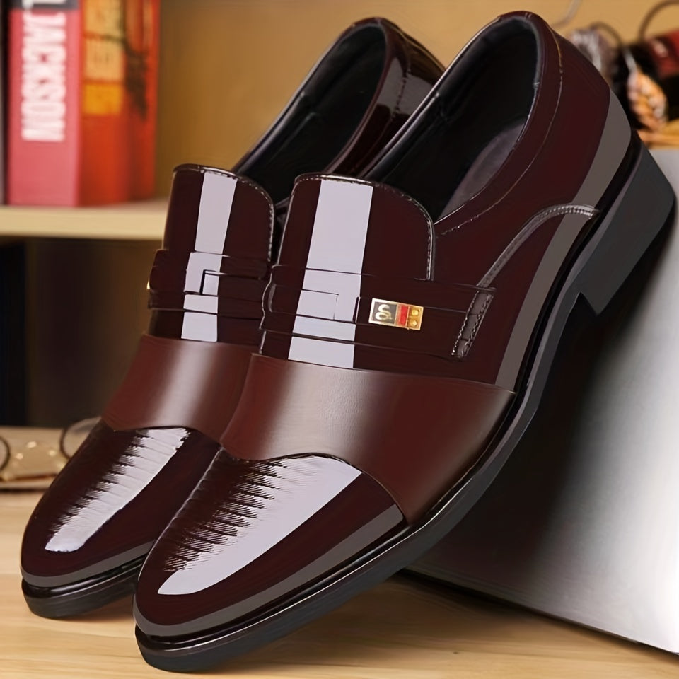 Men's Slip-On Formal Shoes Wear-Resistant Non-Slip Business Casual Solid Leather