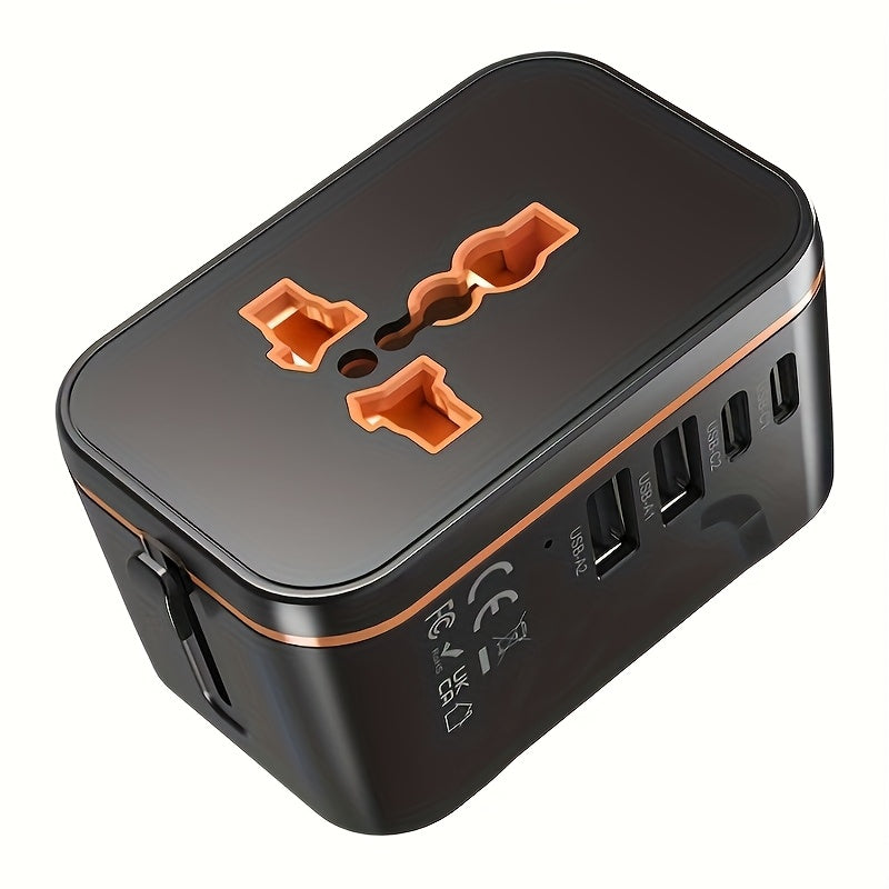 Adaptador de viaje universal con carga rápida GaN compacto y duradero, compatibilidad mundial 85V-265V