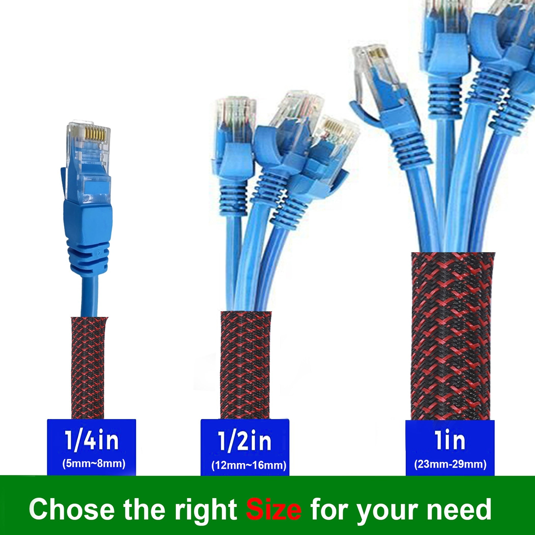 Kengaytiriladigan toʻqilgan kabellar uchun qopqoq 10M moslashuvchan izolyatsiyalangan simli quvurlar