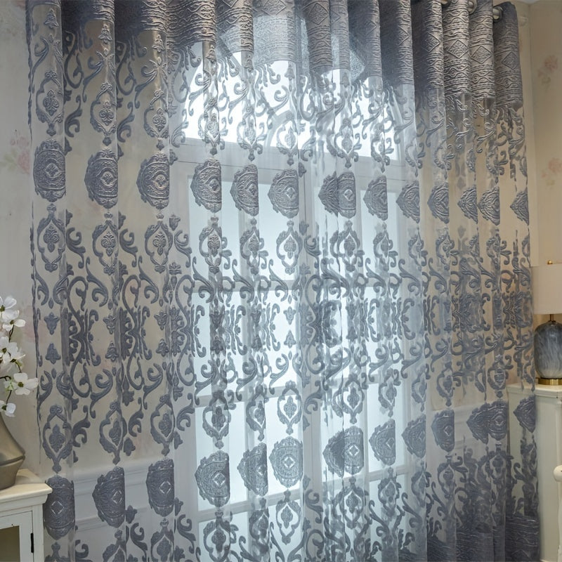 Jacquard Embroidered Sheer Curtain for Living Room Bedroom Balcony