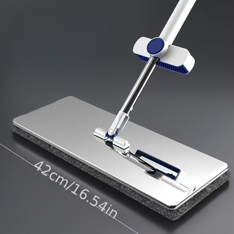 Mopa plana de acero inoxidable de 42cm extra ancha para cocina, baño, sala de estar limpieza húmeda y seca